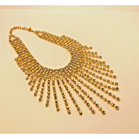 1970's VTG Las Vegas SHOWGIRL STAGE Rhinestone Choker AURORA BOREALIS - Picture 7 of 11